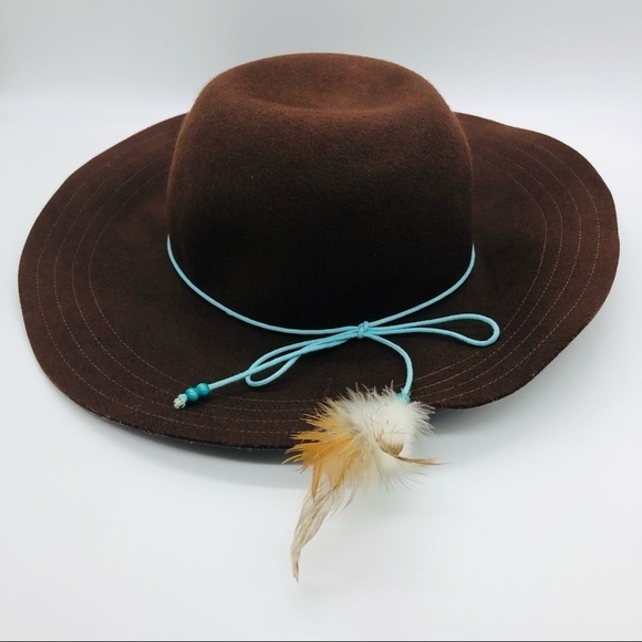 WOMENS CHOCOLATE BROWN WOOL FLOPPY HAT ONE SIZE FITS ALL - Picture 7 of 9